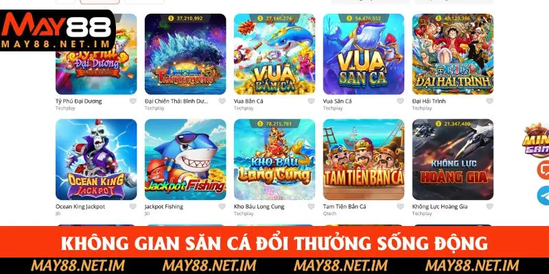 Không gian săn cá đổi thưởng sống động, chân thực