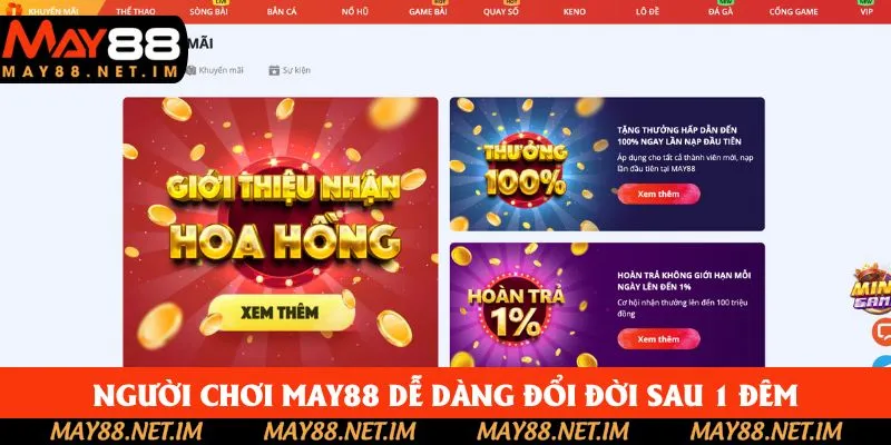 Người chơi May88 dễ dàng đổi đời sau 1 đêm